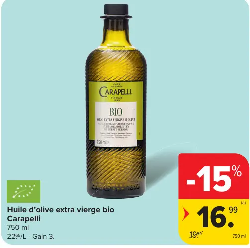 Offre: Huile d'olive extra vierge bio