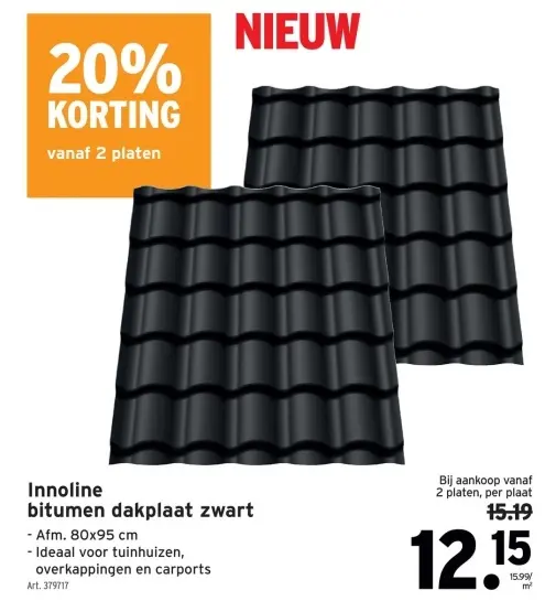 Promotie: Innoline bitumen dakplaat zwart