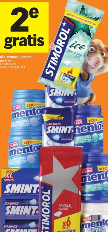 Aanbieding: Alle Mentos, Stimorol en Smint