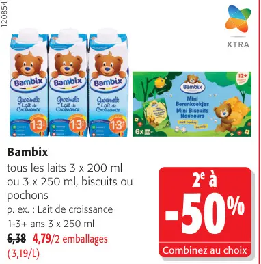 Offre: Tous les laits, biscuits ou pochons