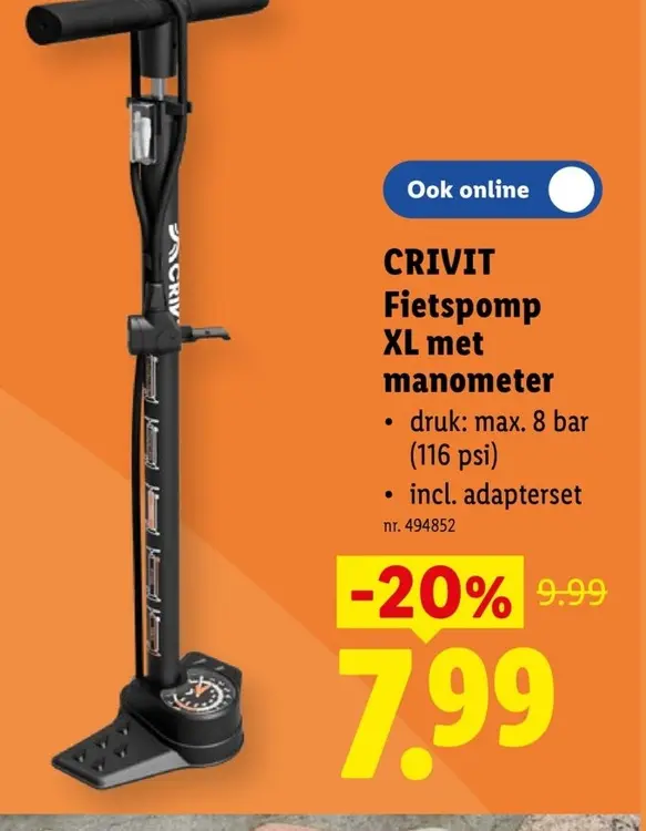 Promotie: Fietspomp XL met manometer