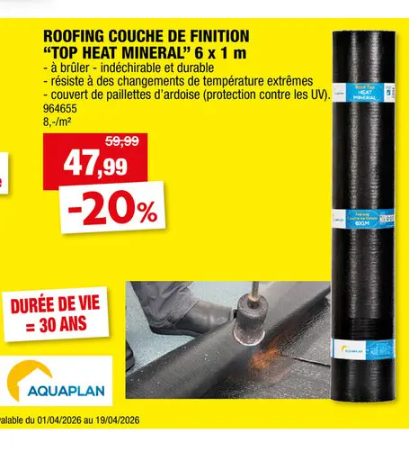Offre: Aquaplan Roof Top Heat Mineral couche de finition roofing 6m