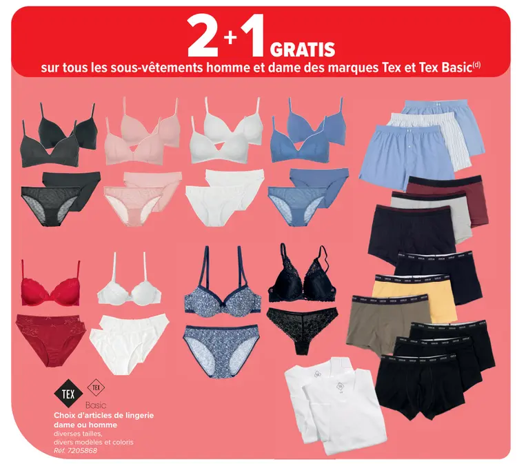 Offre: Choix d'articles de lingerie dame ou homme