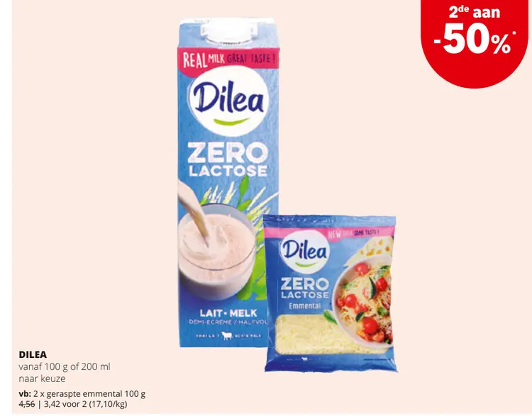 Promotie: Dilea Zero Lactose Milk and Emmental Cheese
