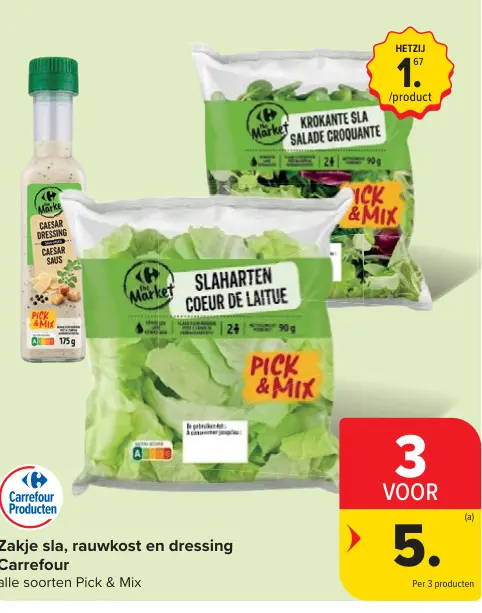 Promotie: Zakje sla, rauwkost en dressing