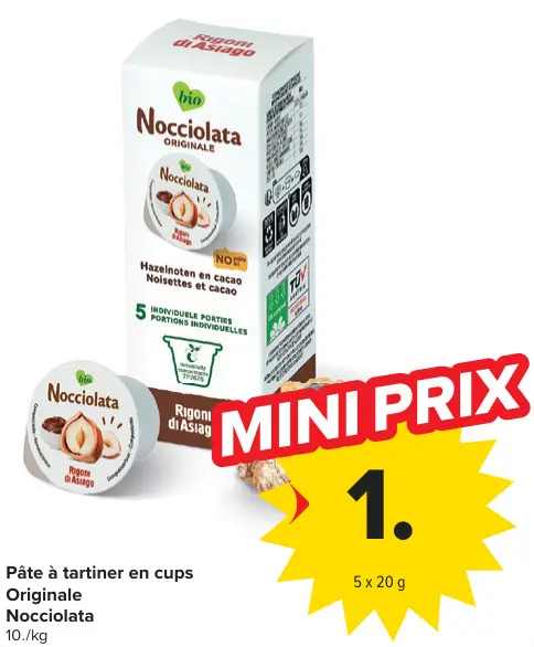 Offre: Pâte à tartiner en cups Originale Nocciolata