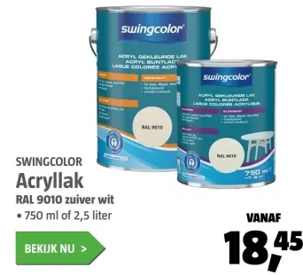 Aanbieding: SWINGCOLOR Acryllak RAL 9010 zuiver wit