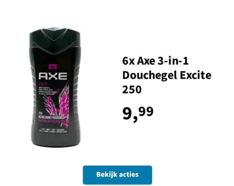 Promotie: Axe 3-in-1 Douchegel Excite