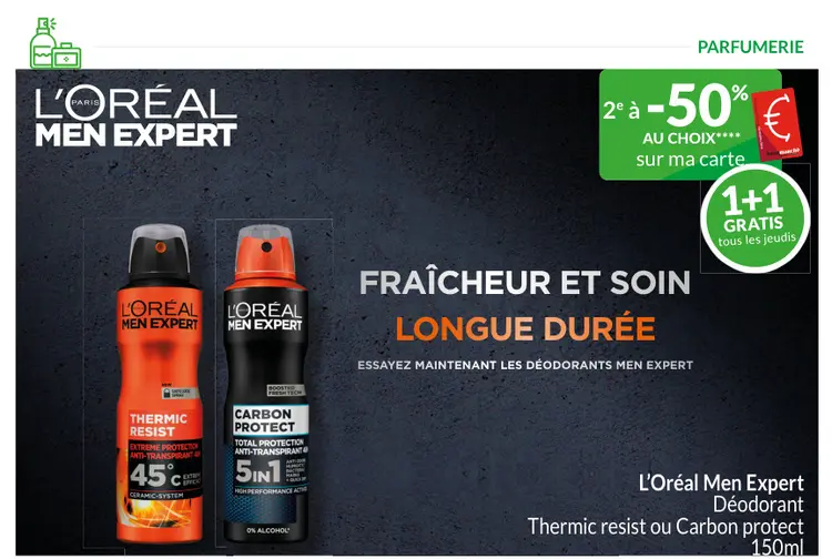 Offre: Men Expert Déodorant Thermic resist ou Carbon protection