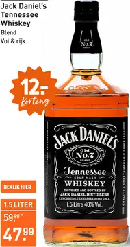 Aanbieding: Jack Daniel's Tennessee Whiskey 150CL