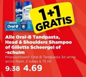 Aanbieding: Oral-B Tandpasta, Head & Shoulders Shampoo of Gilette Scheergel of -schuim