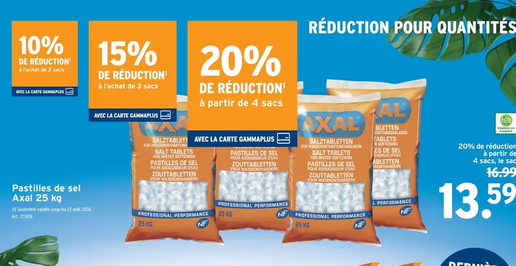 Offre: Pastilles de sel Axal