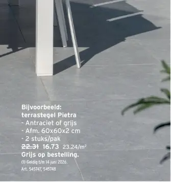 Promotie: terrastegel Pietra