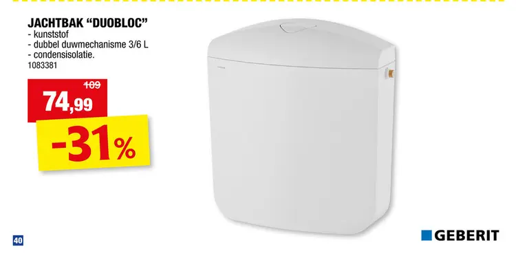 Promotie: Geberit jachtbak duobloc wit