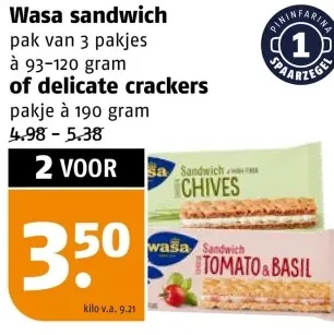Aanbieding: Wasa sandwich of delicate crackers