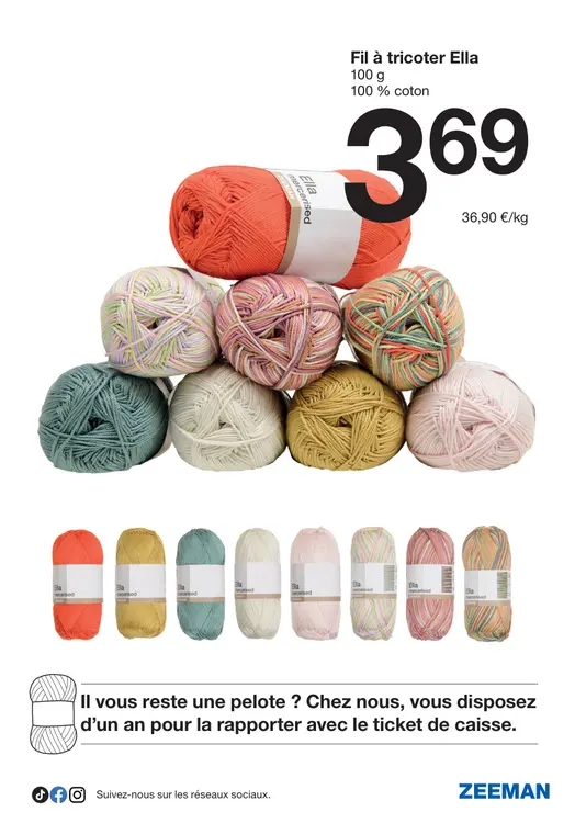 Offre: Fil à tricoter Ella