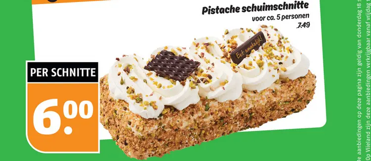 Aanbieding: Pistache schuimschnitte