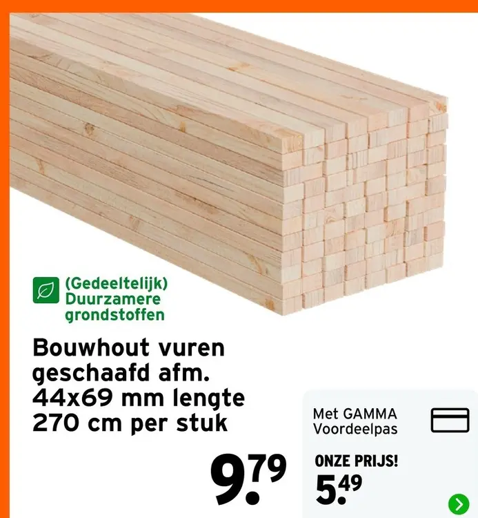 Aanbieding: Bouwhout vuren geschaafd