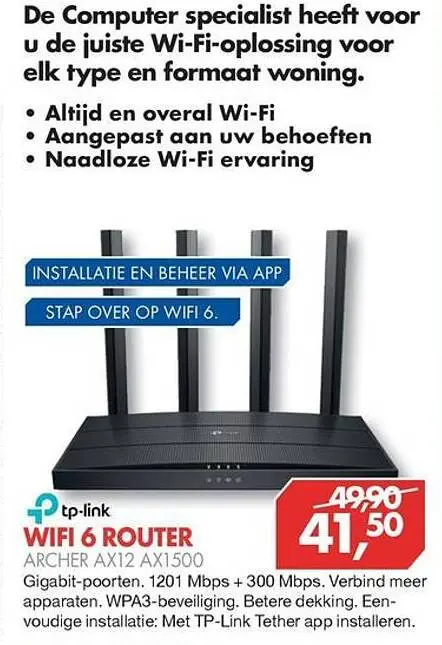 Aanbieding: Wifi 6 router archer ax12 ax1500