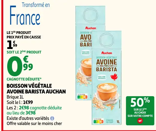 Promotie: Boisson végétale avoine barista