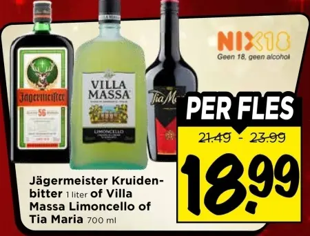 Aanbieding: Jägermeister Kruidenbitter or Villa Massa Lim