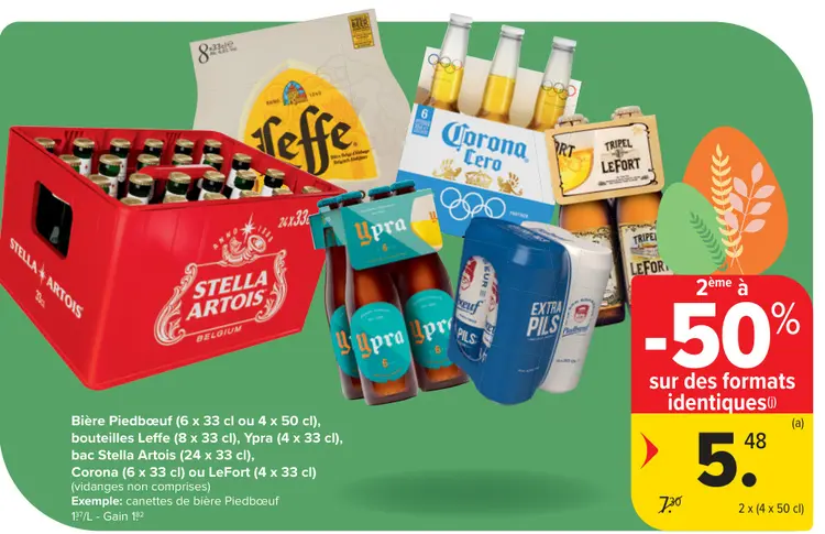 Offre: Bière Piedbœuf, bouteilles Leffe, Ypra, 
