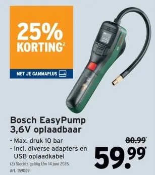 Promotie: EasyPump 3,6V oplaadbaar
