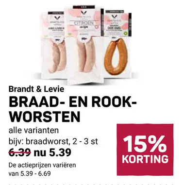 Aanbieding: Brandt & Levie Braad- en rook-worsten