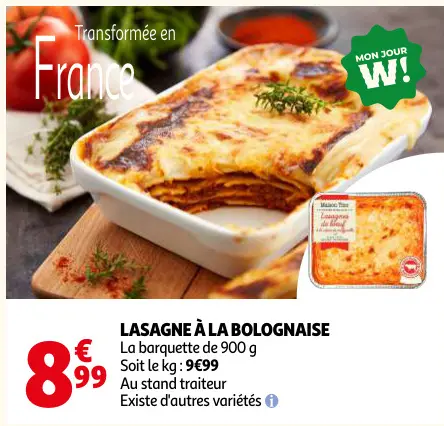 Offre: Lasagne à la bolognaise