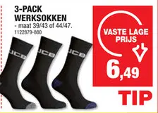 Promotie: werksokken 44-47 zwart 3 paar