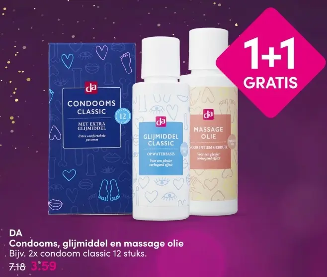 Aanbieding: Condooms, glijmiddel en massage olie