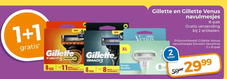 Aanbieding: Gillette en Gillette Venus navulmesjes