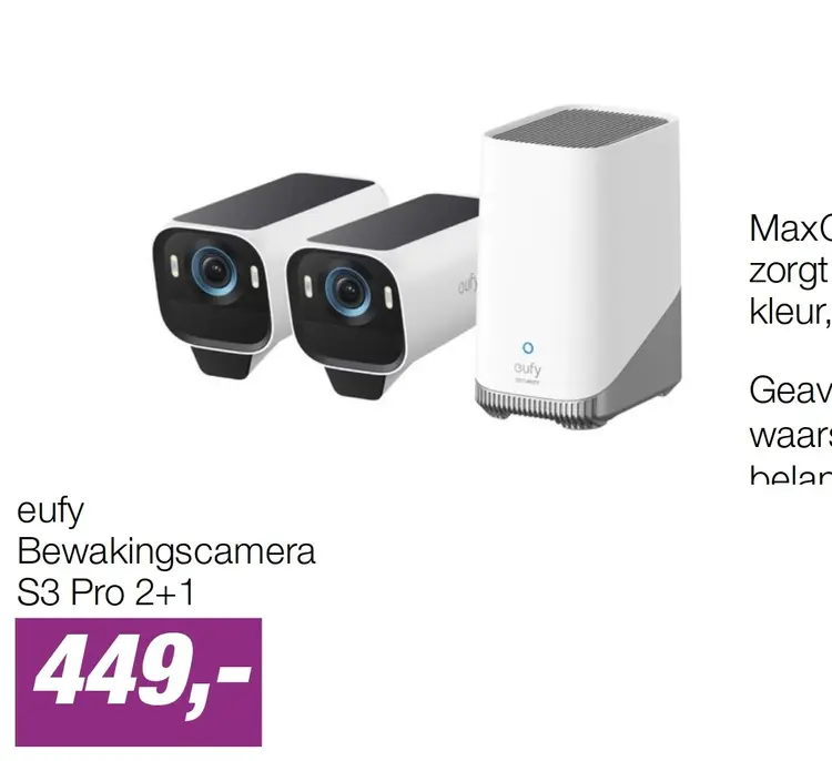 Aanbieding: eufy Bewakingscamera S3 Pro 2+1