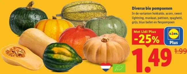 Aanbieding: Diverse bio pompoenen