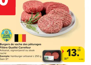 Offre: Burgers de vache des pâturages Filière Qualit