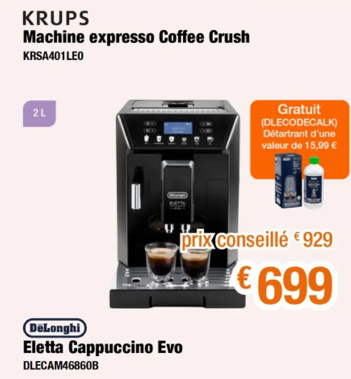 Offre: Machine expresso Coffee Crush Eletta Cappucci