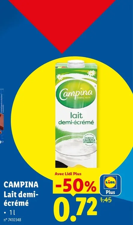 Offre: Lait demi-écrémé