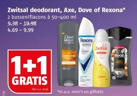 Aanbieding: Zwitsal deodorant, Axe, Dove of Rexona