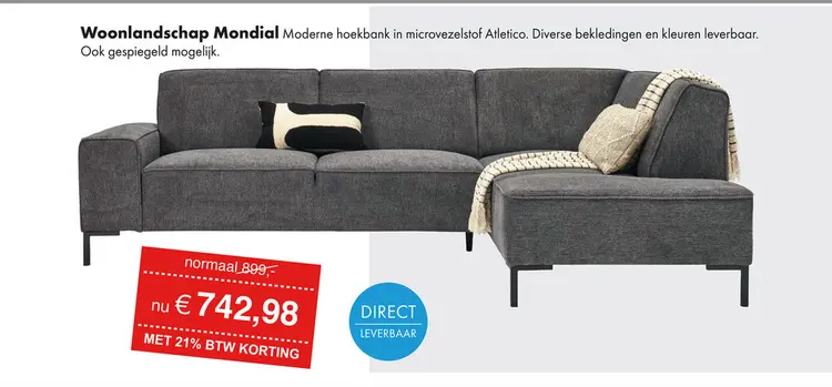 Promotie: Mondial hoekbank antraciet