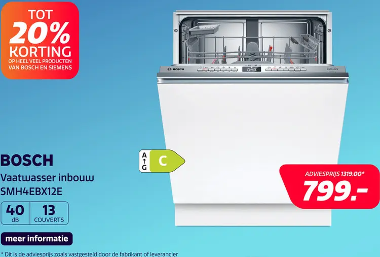 Aanbieding: Bosch SMH4EBX12E Serie 4 EXCLUSIV