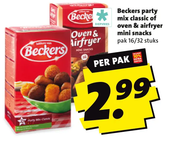 Aanbieding: Beckers party mix classic of oven & airfryer mini snacks