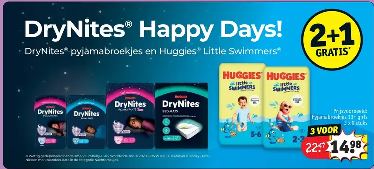 Aanbieding: DryNites pyjamabroekjes en Huggies Little Swimmers