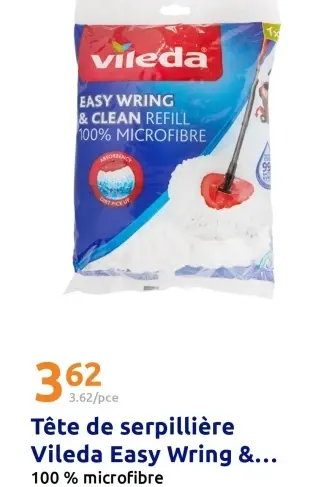 Offre: Tête de serpillière Vileda Easy Wring &...