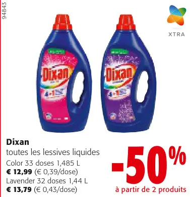 Offre: Dixan toutes les lessives liquides