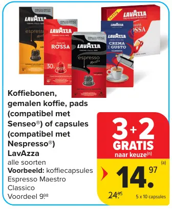 Promotie: Koffiebonen, gemalen koffie, pads of capsules