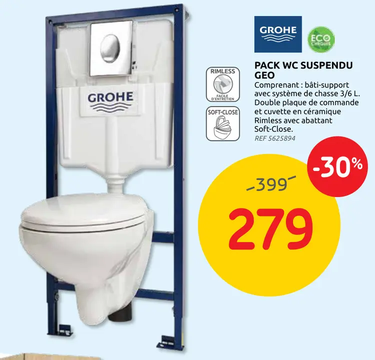 Offre: Pack wc suspendu geo