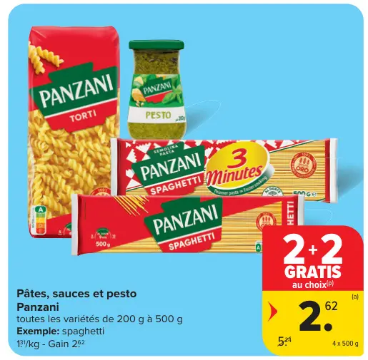 Offre: Pâtes, sauces et pesto