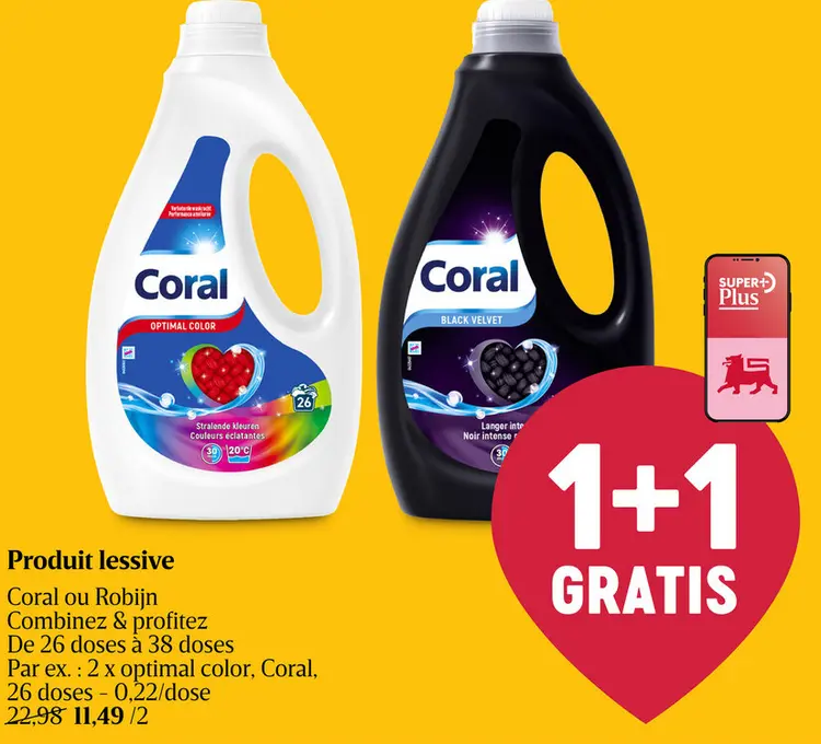 Offre: Produit lessive Coral ou Robijn