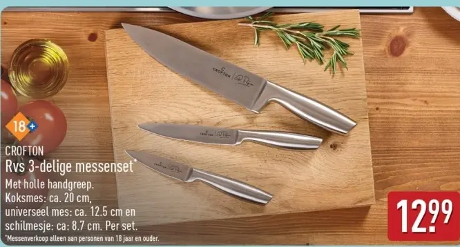 Aanbieding: Rvs 3-delige messenset