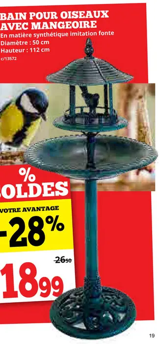 Offre: Bain pour oiseaux avec mangeoire